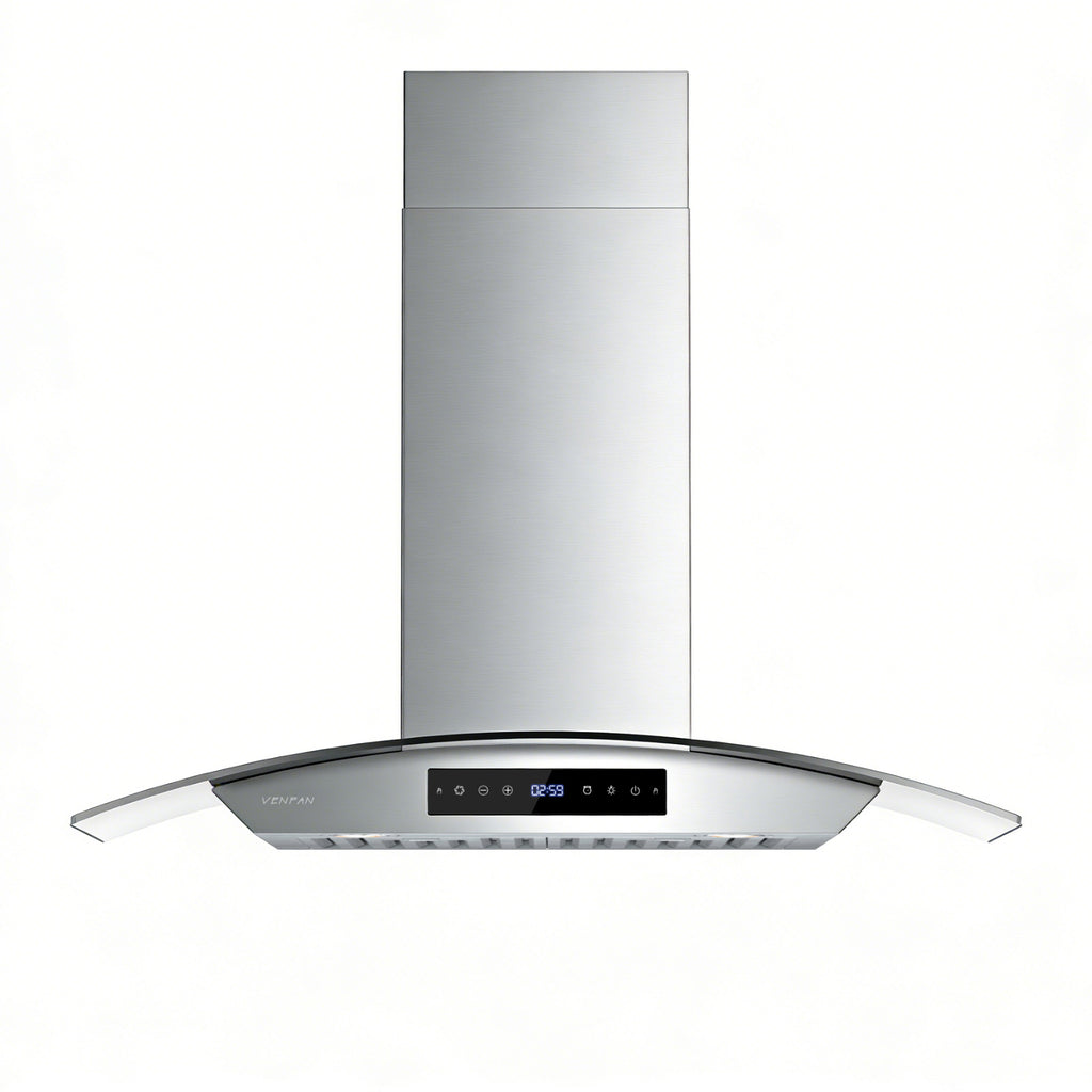 Wall Mount Range Hood 30 inch, 1200 CFM High Suction Kitchen Vent Hood, Energy Saving DC Motor, 8-Speed Fan, Ducted/Ductless Convertible, Memory Function & Delay Shutoff, Tempered Glass