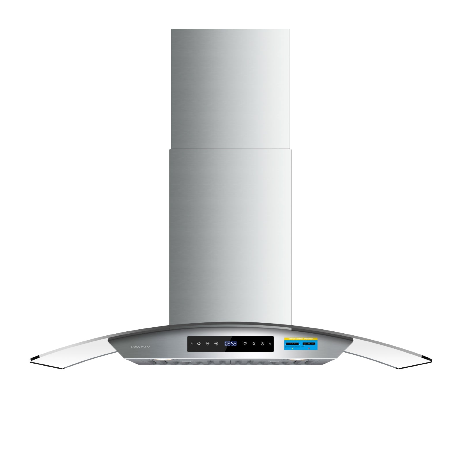 Wall Mount Range Hood 36 Inch, 1200 CFM Quiet DC Motor with 8-Speed, Stainless Steel Glass Vent Hood with Gesture & Touch Control, Adjustable Lighting & Memory Function