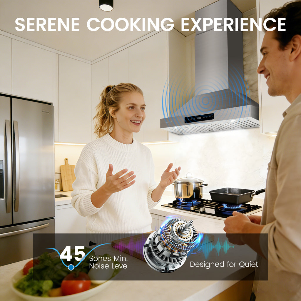 1200 CFM Wall Mount 30 Inch Range Hood – Stainless Steel Kitchen Vent Hood with Gesture Control, 8-Speed Fan, Delay Shut-Off Timer, Ducted/Ductless Convertible, Charcoal Filter Included