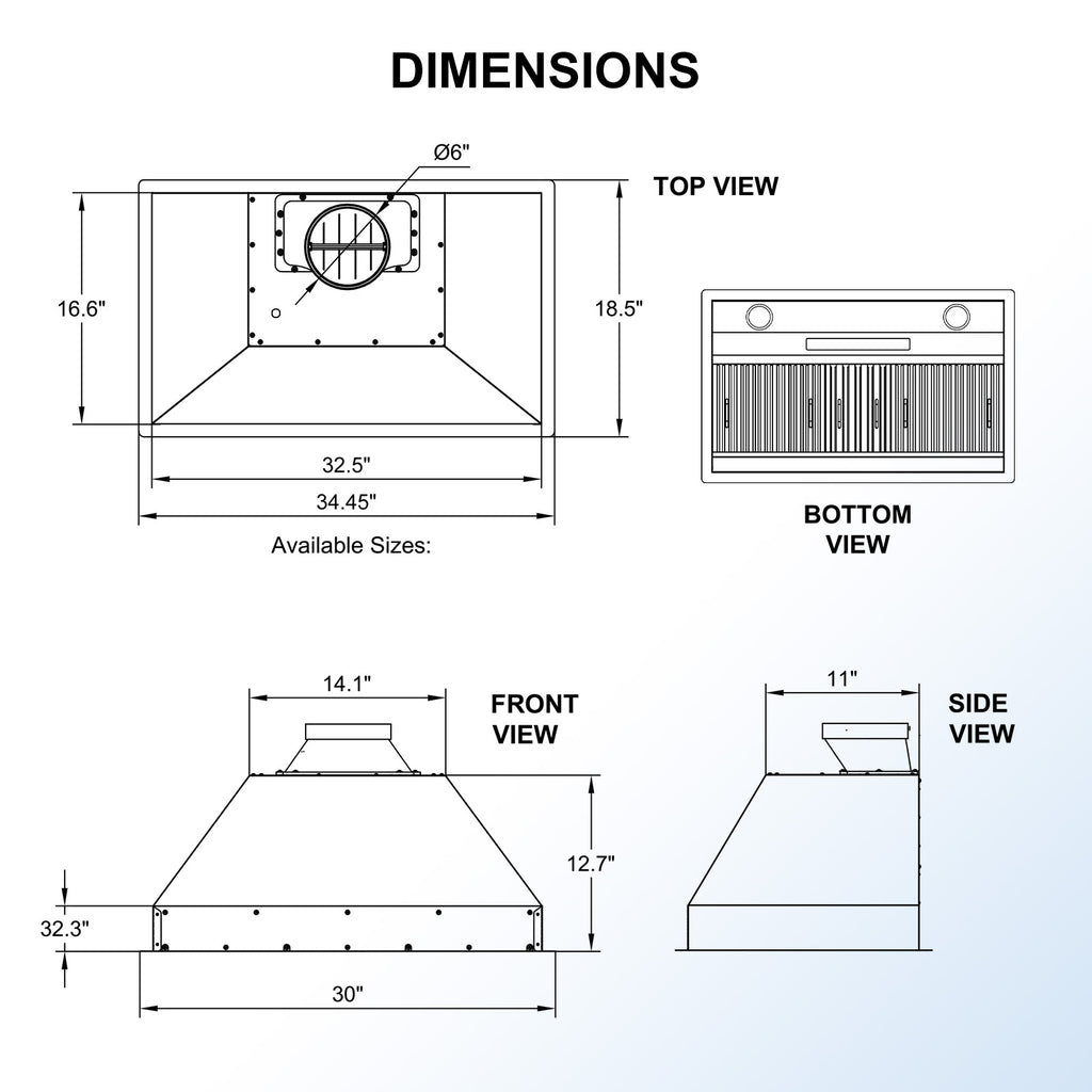 36 Inch Range Hood Insert, 1200 CFM Ultra Quiet Kitchen Vent Hood, Gesture & Touch Control, Ducted/Ductless Convertible, Stainless Steel with Memory Function