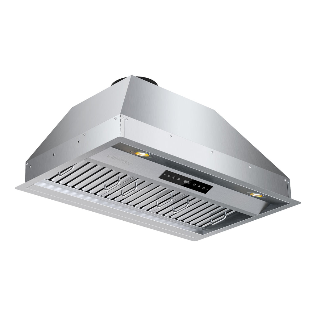 36 Inch Range Hood Insert, 1200 CFM Ultra Quiet Kitchen Vent Hood, Gesture & Touch Control, Ducted/Ductless Convertible, Stainless Steel with Memory Function