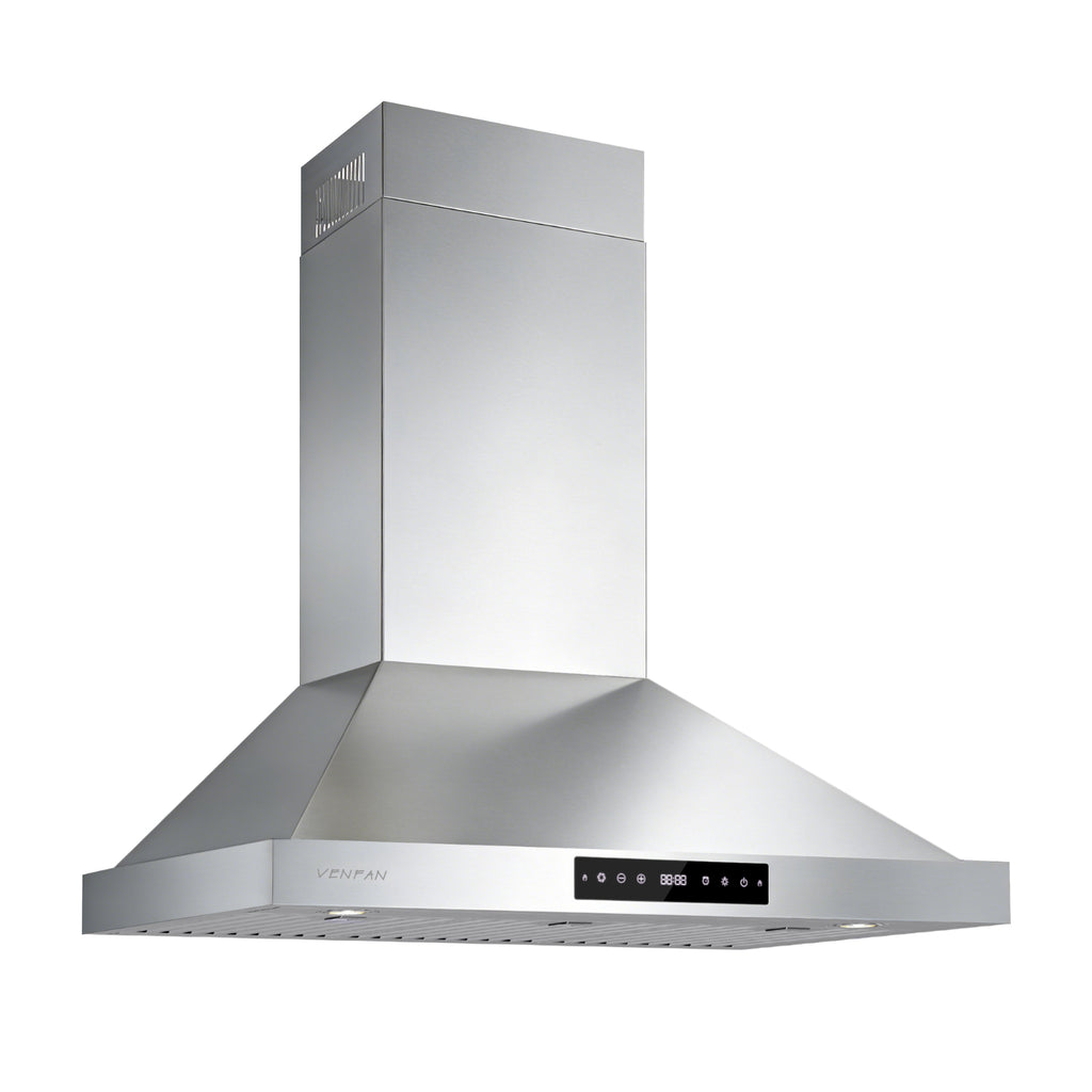 36 Inch Wall Mount Range Hood, 1200 CFM Stainless Steel Kitchen Vent Hood with Gesture Control, 8-Speed Fan, Delay Shut-Off Timer, Ducted/Ductless Convertible, Charcoal Filter Included