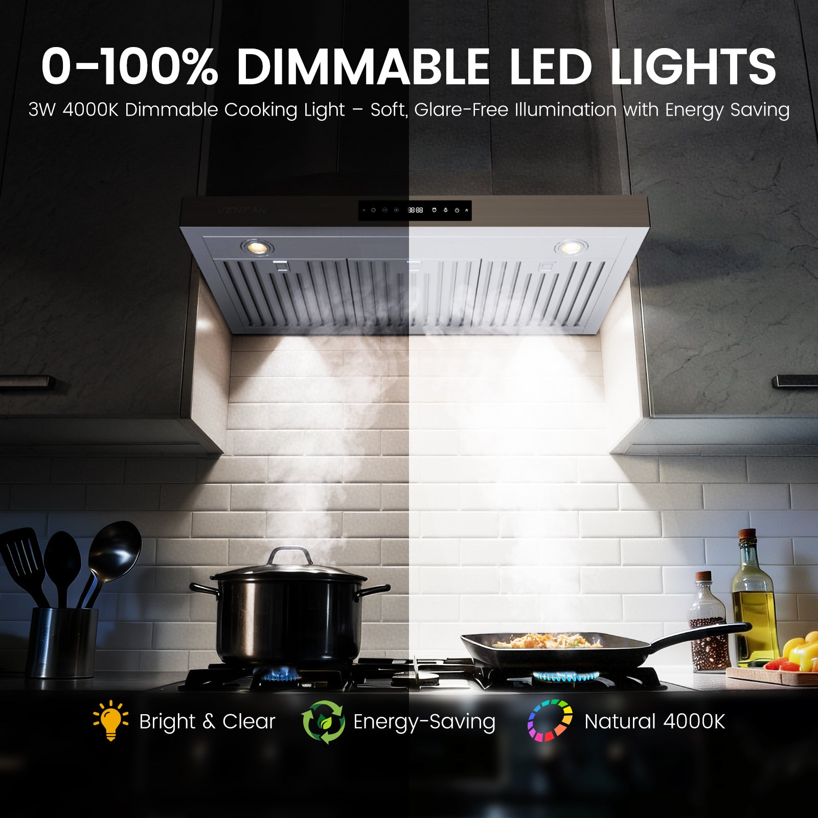 36 Inch Wall Mount Range Hood, 1200 CFM Stainless Steel Kitchen Vent Hood with Gesture Control, 8-Speed Fan, Delay Shut-Off Timer, Ducted/Ductless Convertible, Charcoal Filter Included