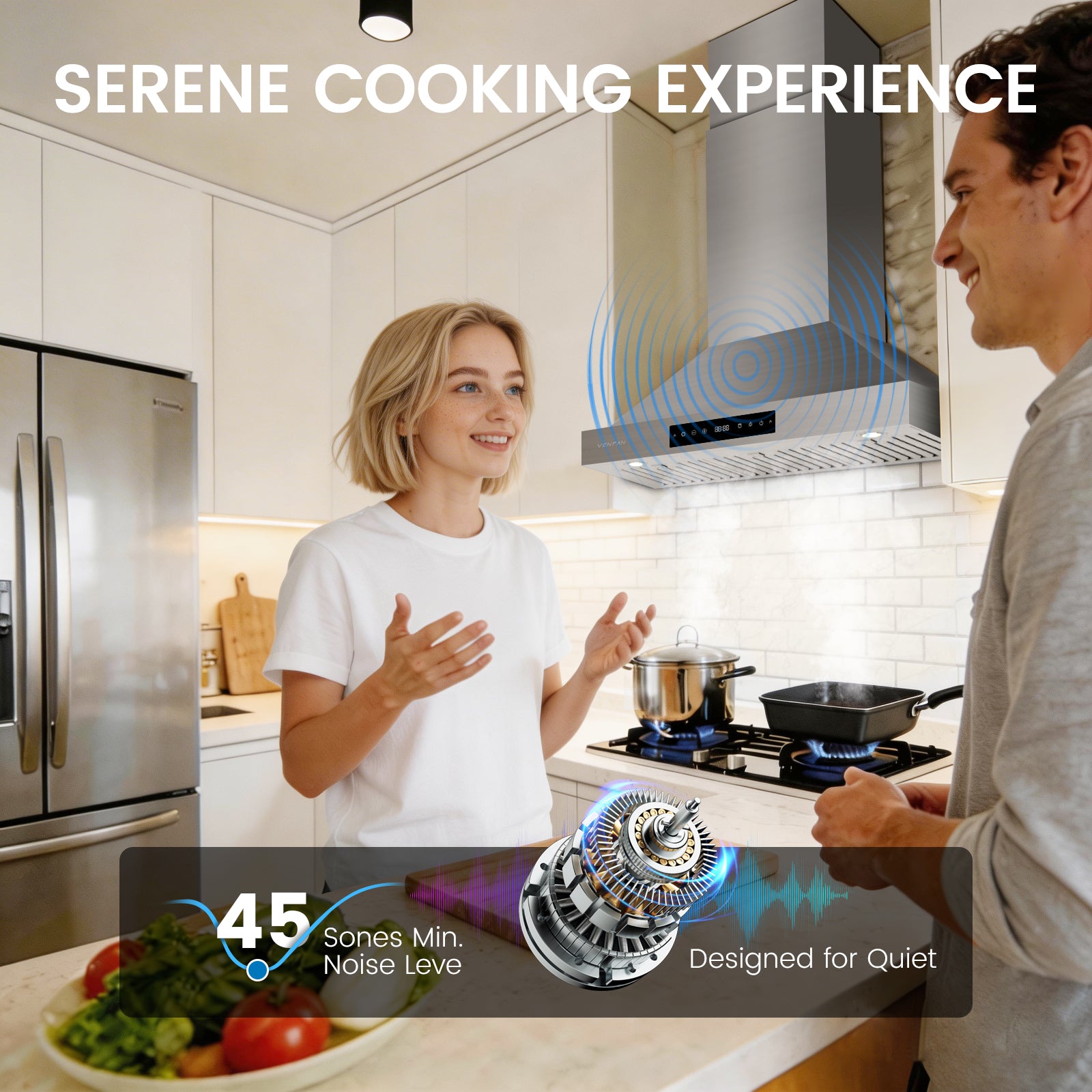 36 Inch Wall Mount Range Hood, 1200 CFM Stainless Steel Kitchen Vent Hood with Gesture Control, 8-Speed Fan, Delay Shut-Off Timer, Ducted/Ductless Convertible, Charcoal Filter Included