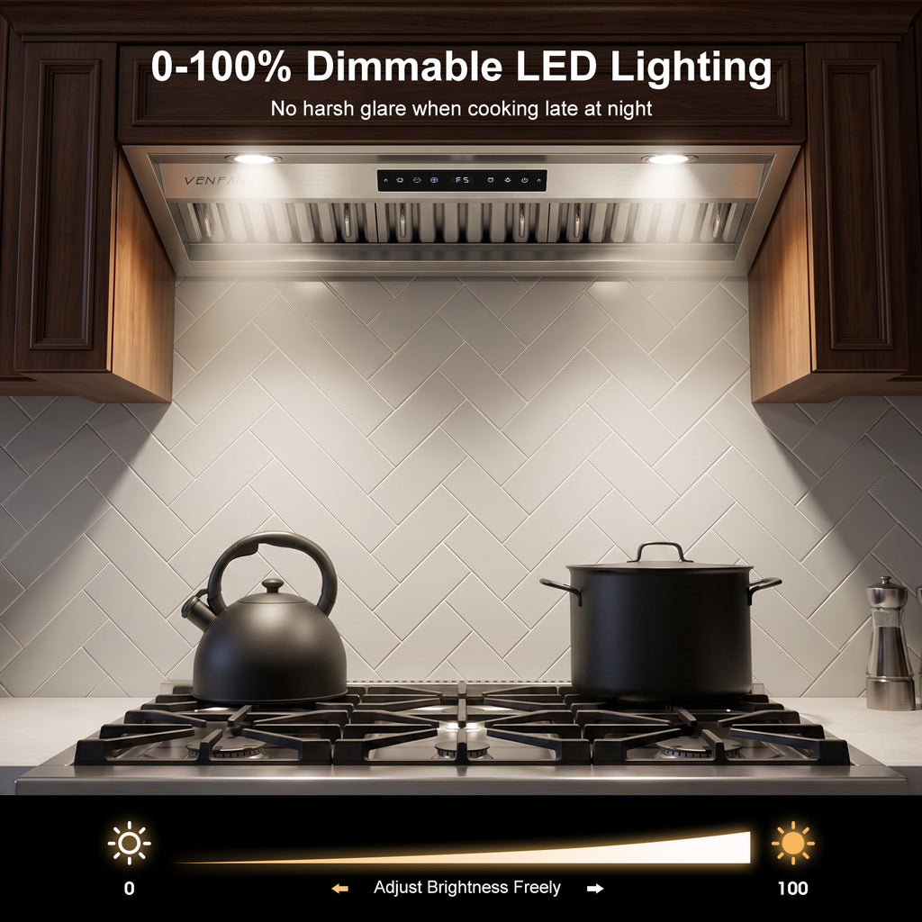 36 Inch Range Hood Insert, 1200 CFM Ultra Quiet Kitchen Vent Hood, Gesture & Touch Control, Ducted/Ductless Convertible, Stainless Steel with Memory Function