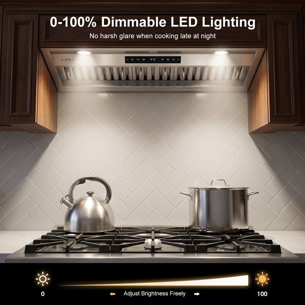 30 Inch Range Hood Insert, 1200 CFM Ultra Quiet DC Motor, Gesture & Touch Control, Ducted/Ductless Convertible, Stainless Steel Built-in Kitchen Vent Hood