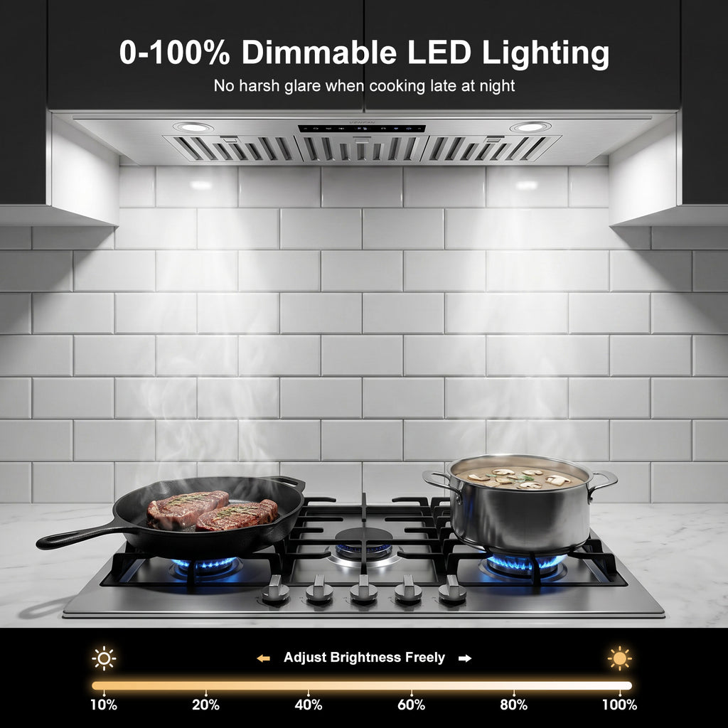 VENFAN 36 Inch Range Hood Insert with 1200 CFM Powerful Suction, 8-Speed DC Motor Built-in Kitchen Vent Hood, Gesture & Touch Control, Under Cabinet Stainless Steel Stove Hood for Heavy Duty Cooking